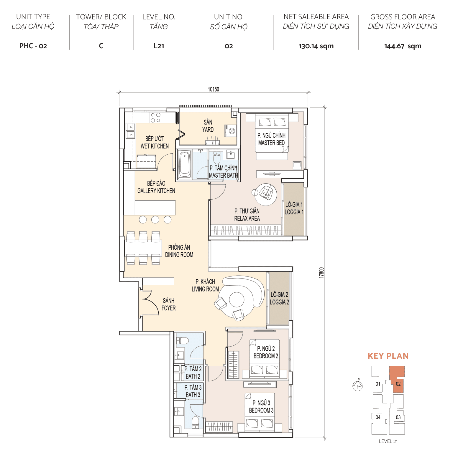 DE LA SOL Floor Plan - Căn 3PN - Penthouse - CELLO TOWER