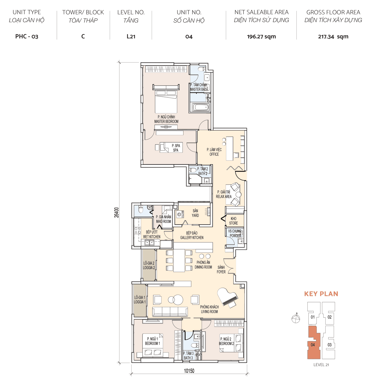 DE LA SOL Floor Plan - Căn 3PN - Penthouse - CELLO TOWER