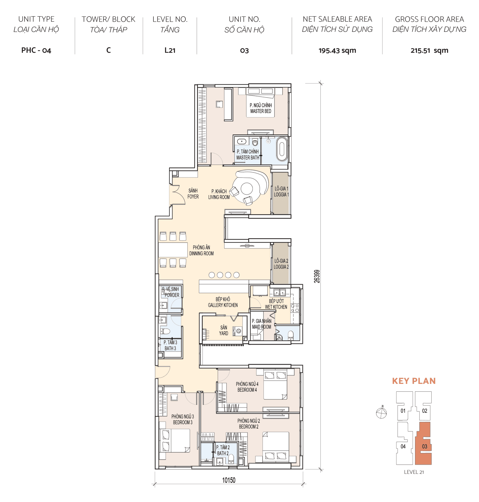 DE LA SOL Floor Plan - Căn 3PN - Penthouse - CELLO TOWER