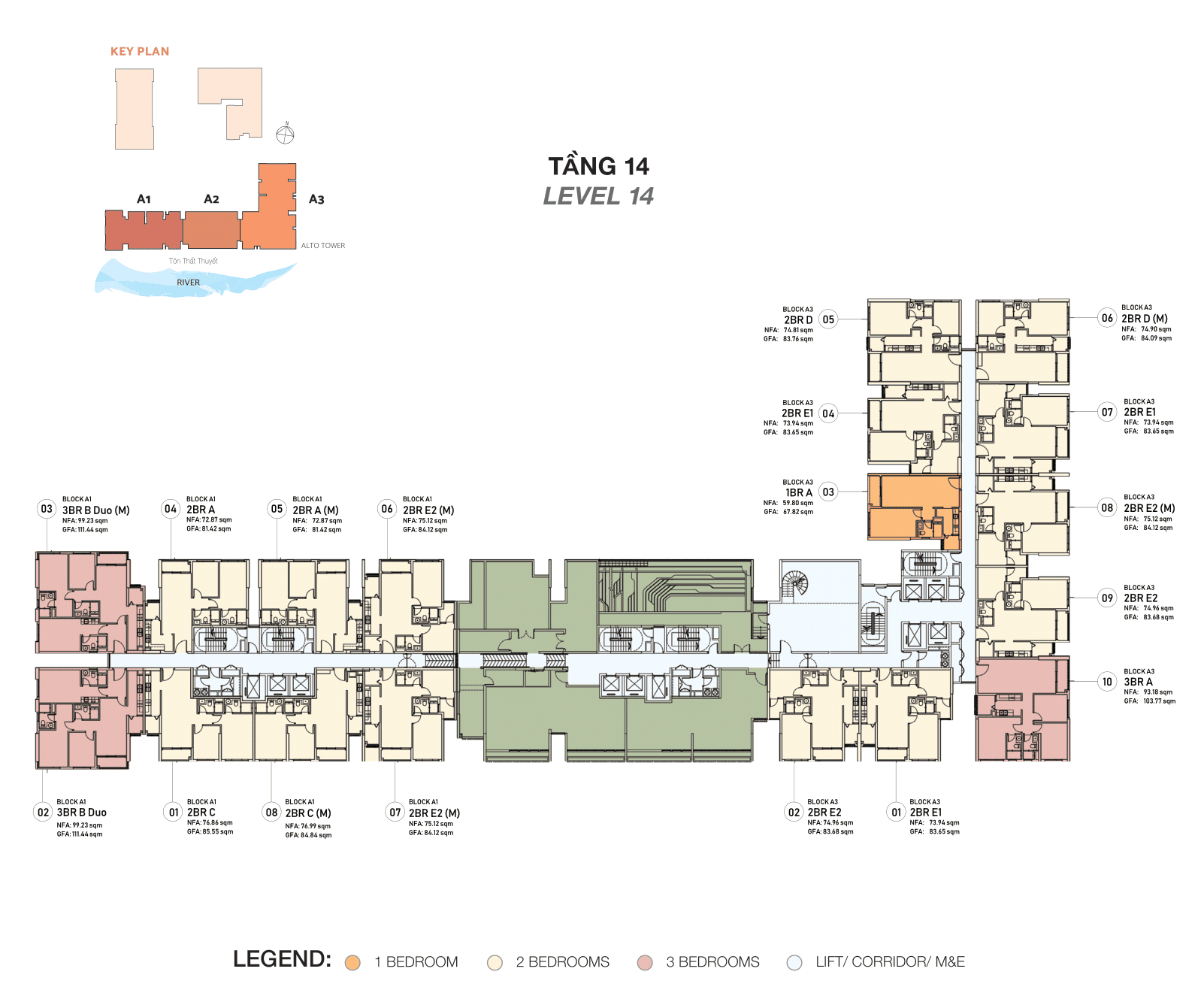 DE LA SOL Floor Plan - Tầng 14 - ALTO TOWER
