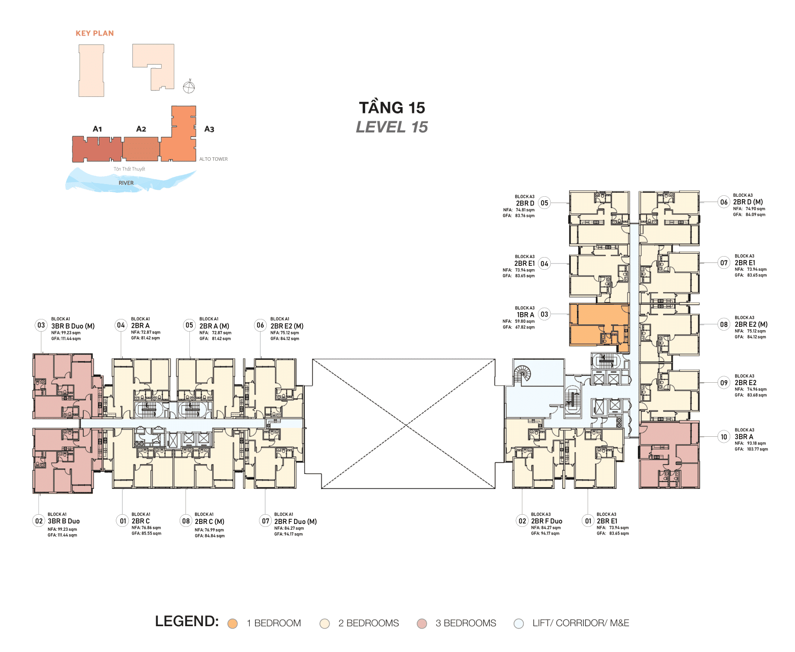 DE LA SOL Floor Plan - Tầng 15 - ALTO TOWER