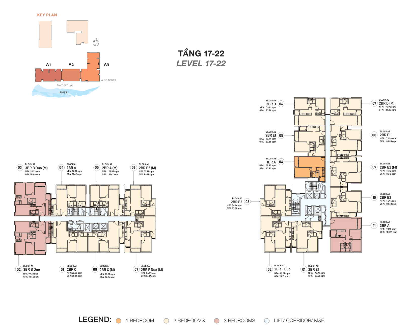 DE LA SOL Floor Plan - Tầng 17-22 - ALTO TOWER