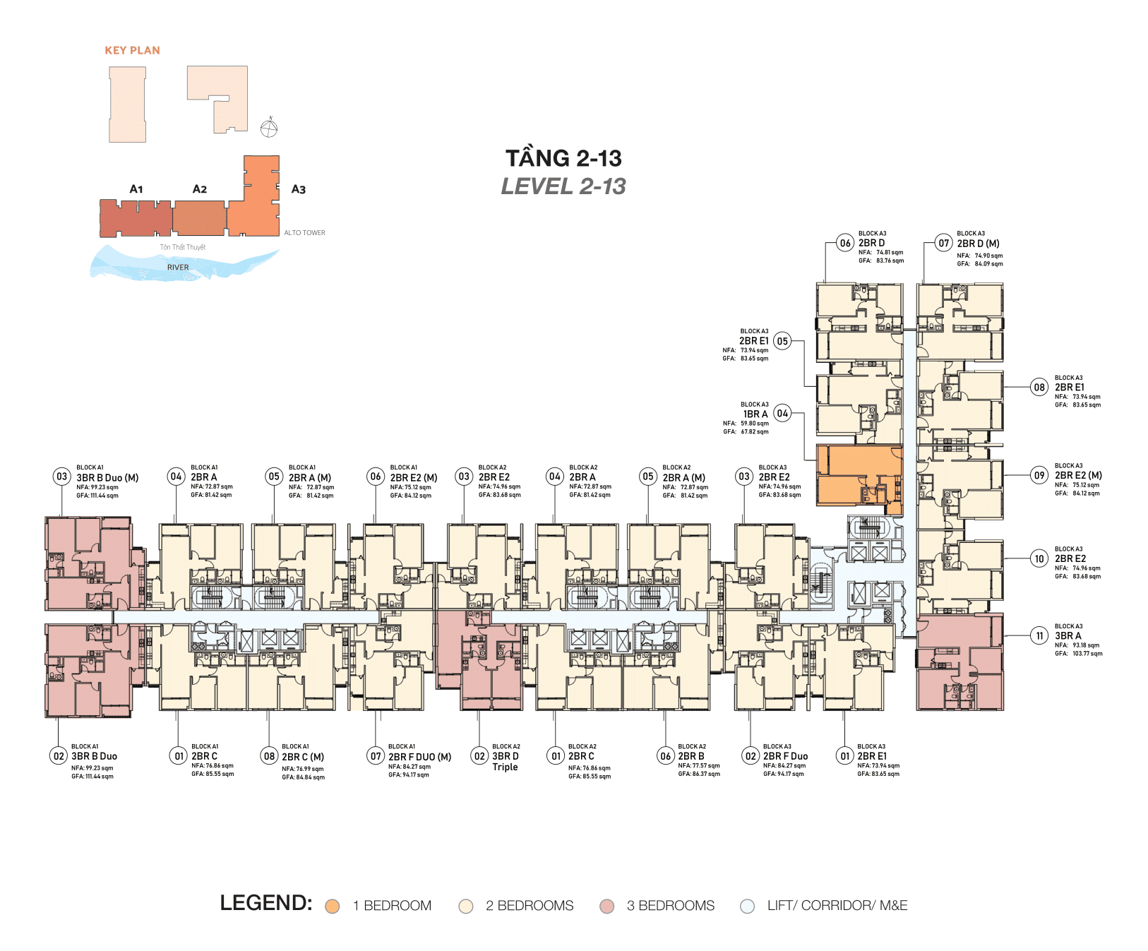DE LA SOL Floor Plan - Tầng 2-13 - ALTO TOWER
