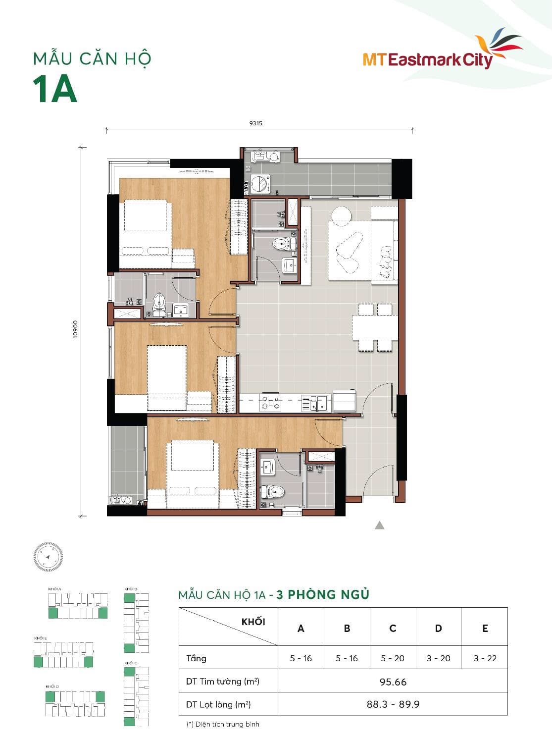 MT Eastmark City Floor Plan - Căn Hộ 2PN