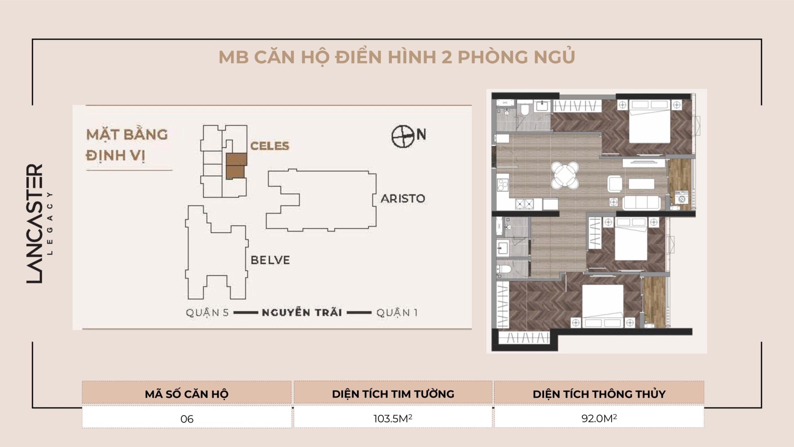Lancaster Legacy Floor Plan - Căn Hộ Điển Hình 2 Phòng Ngủ