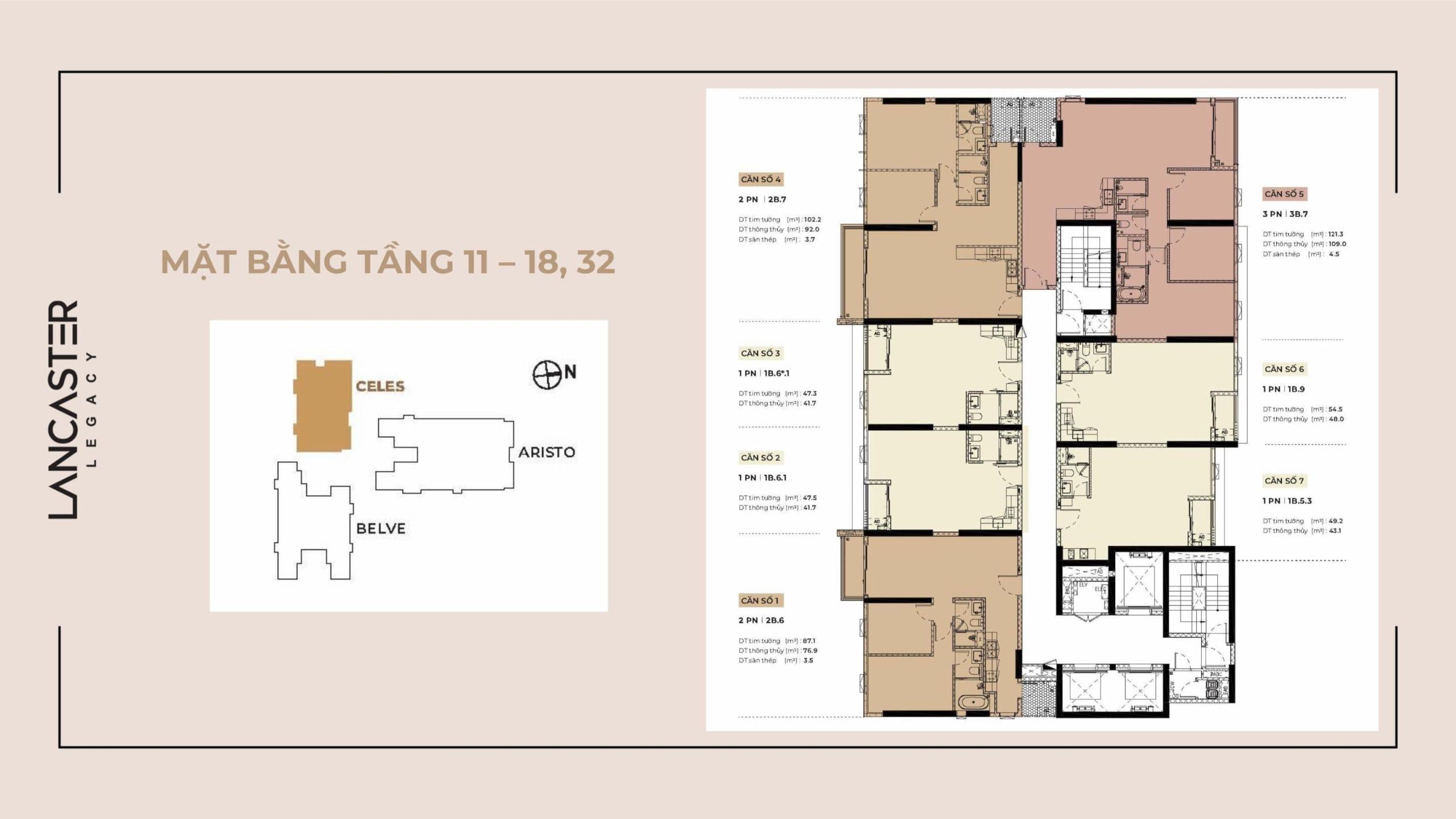 Lancaster Legacy Floor Plan - Tầng 11-18, 32