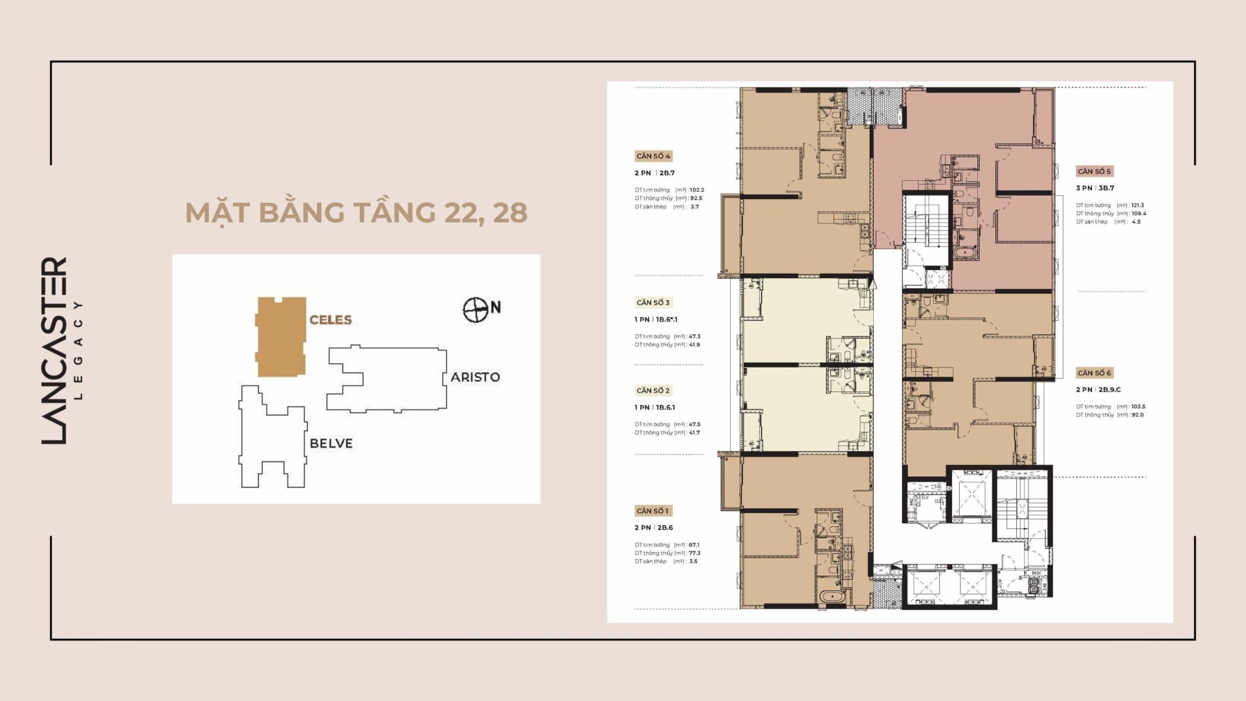 Lancaster Legacy Floor Plan - Tầng 22, 28