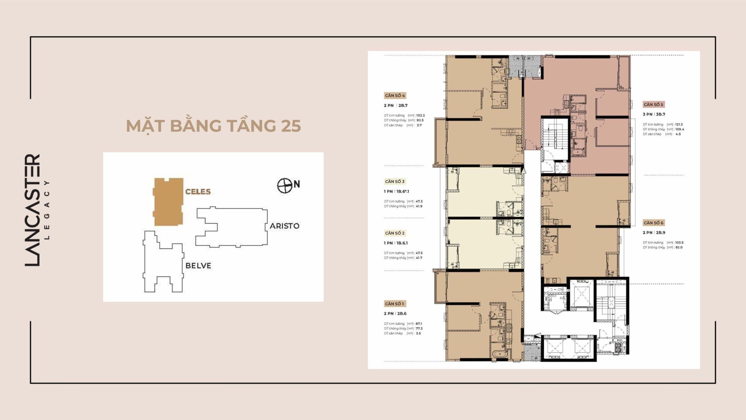 Lancaster Legacy Floor Plan - Tầng 25